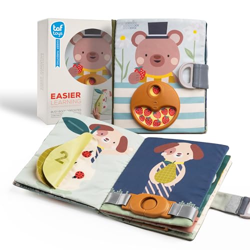 TAF Toys 13655 - Aktivitäts- und Fantasiebuch aus Stoff für Babys – 10 Verschiedene Aktivitäten zur Förderung der Feinmotorik – Ab 18 Monaten