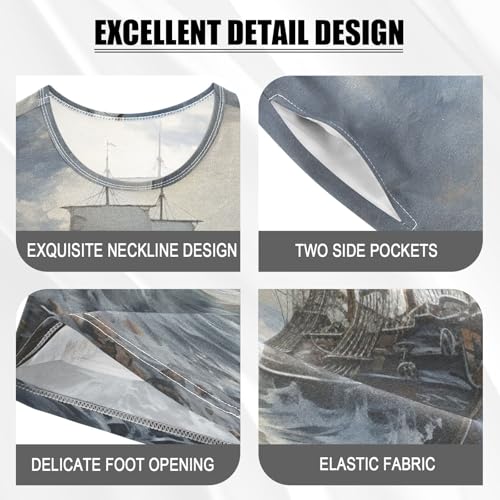 ALAZA Nautical Pajama Set Short Sleeve Sleepwear Soft Lounge Nightwear4