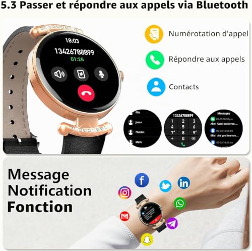 Jugeman Smartwatch Damen Fitnessuhr Bluetooth Anrufe IP68 Wasserdicht – Ansicht 2
