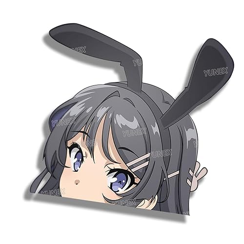 YUNEX 5.1 Inch Anime Car Sticker Mai Sakurajima Peeker Waterproof Auto Accessories Decal for Bumper Window Laptop Trunk