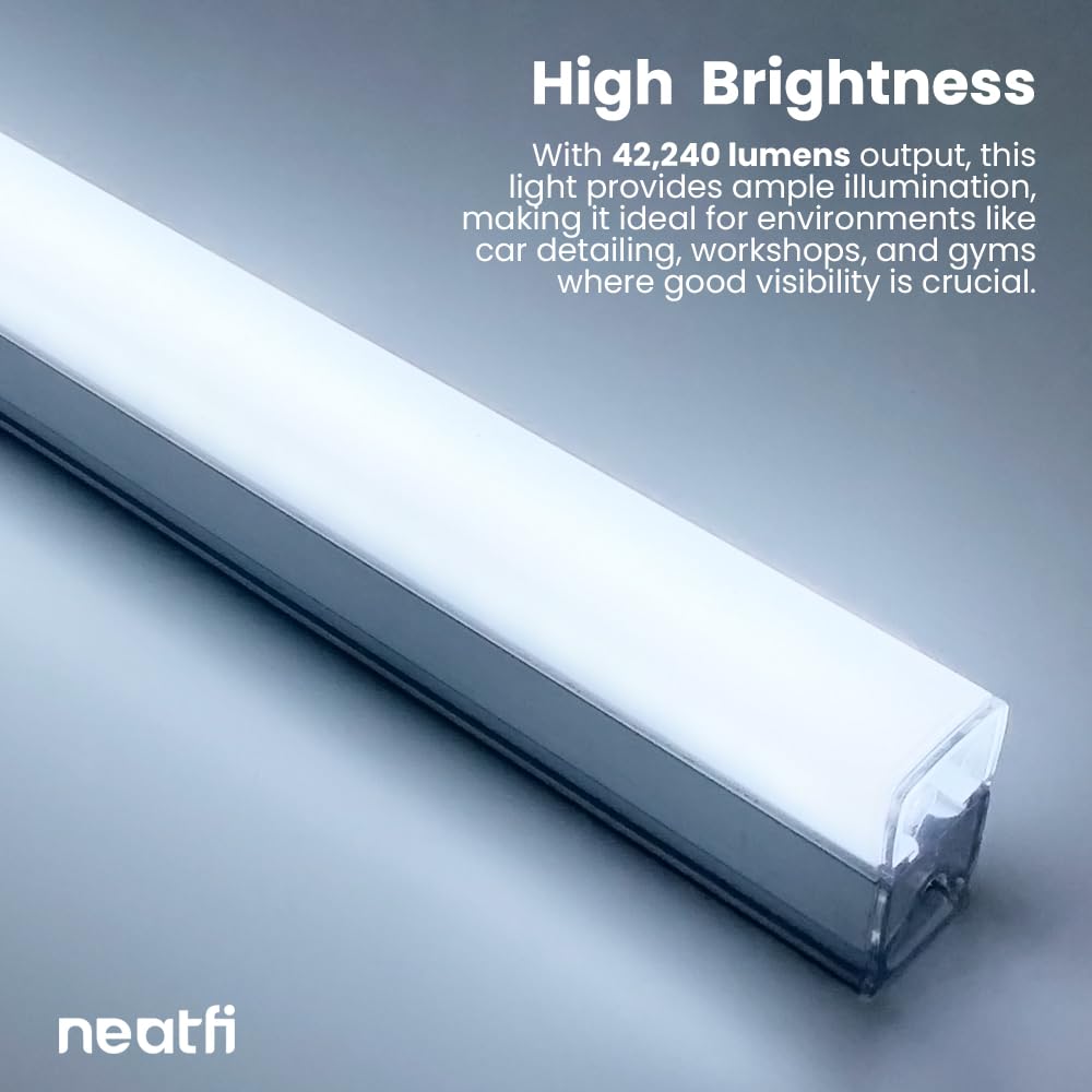 Neatfi 6-Pfeile LED-Deckenleuchte für die Garage – 42.240 Lumen, 6500 K Tageslicht, 48 W sechseckige Werkstattleuchte für Garage, Autoaufbereitung, Fitnessstudio und Studio (6 Pfeile, Kaltweiß)