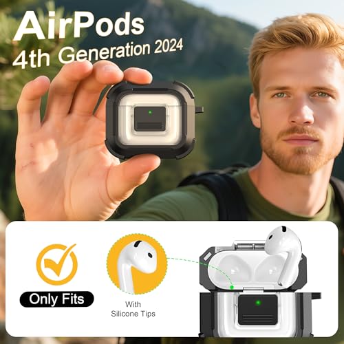 Image of RFUNGUANGO for AirPods 5 /4 Case (2026 /2024) with Lock, Black