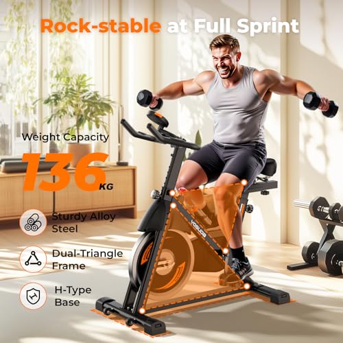 YOSUDA Exercise Bike,Magnetic Indoor Cycling Bike with 136kg Weight Capacity,Brake Pad Stationary Bike for Home with Exclusive App,Low Noise, Tablet Holder for Weight Loss - Image 4