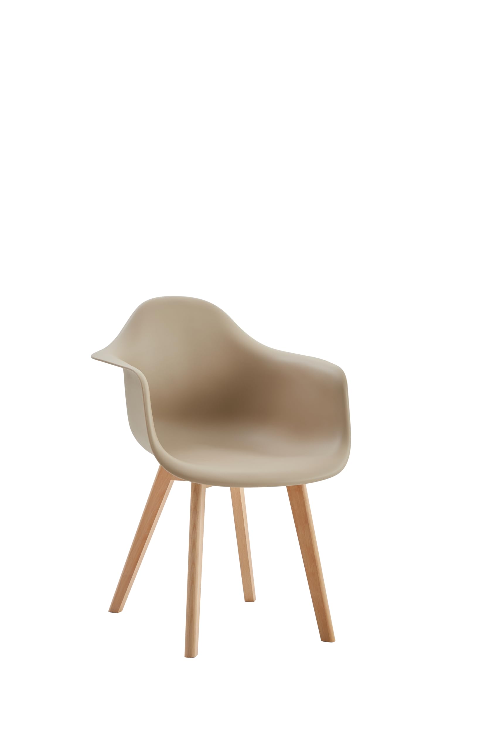 Set di 6 Sedie da Pranzo con Braccioli, Design Moderno, Gambe in Legno di Faggio, Sedie da Cucina Scandinave (Beige)