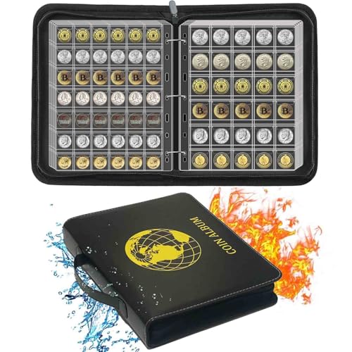 576 Pockets Coin Collection Album Book Holder for Collectors 2 Size Coin Collecting Pages Fireproof Coin Collecting Album for 17/20/23/25/27/30mm Coins