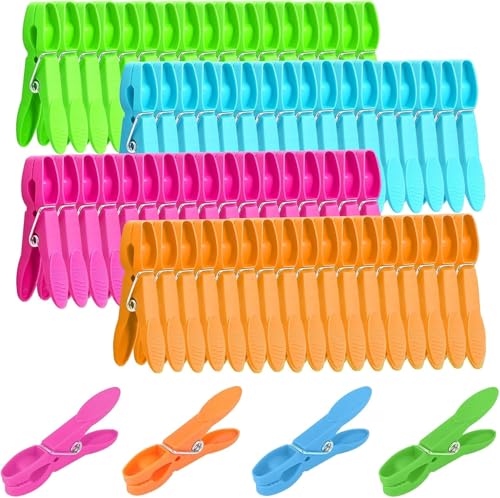 72 PCS Clothes Pins for Laundry Plastic Clips Durable Heavy Duty Pegs Strong Grip for Air Drying Indoor & Outdoor Use Rust-Proof and Soft Plastic Tips