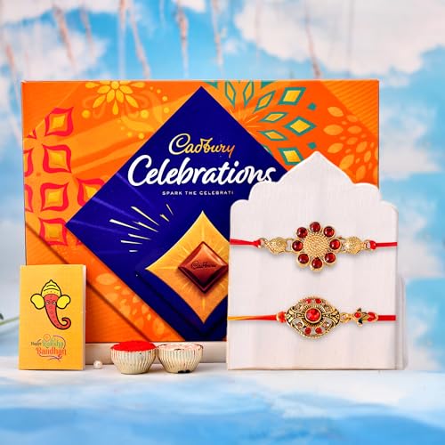 CraftVatika Rakhi Gift for Brother With Cadbury chocolate Combo, Premium Rakhi Set of 2 for brother, Rakhis hamper for bhai | rakshabandhan gifts|, Ra