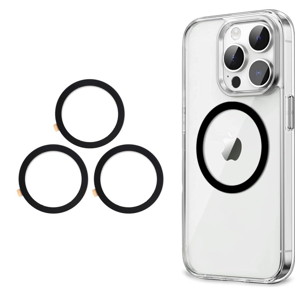 Loiisgy 3 PCS Universal Metal Ring Sticker for Magnetic Charger, Metal Ring Sticker Universal Magnetic Conversion Kit for iPhone/Samsung/Android All Cellphones