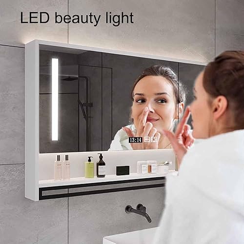 Miniatura 3 de Armario moderno de pared de baño de 40 x 30 pulgadas, gabinete inteligente con espejo de tocador con antivaho, botiquín iluminado por LED con