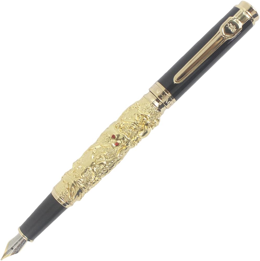 Collectible Auspicious Dragon Medium Nib Fountain Pen - Silver