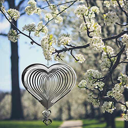 Lzaoa 3D Wind Spinners Outdoor Metal Decorations, 3Pcs Mirror Silver Stainless Steel Wind Spinners For Yard And Garden Decorations，Hanging Stainless Steel Garden Decor Worth Gift (Mirror Silver) #TOP4