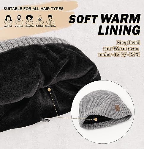 Image of Wmcaps Warm Beanie for Men Women, Fleece Lined Beanie Warm Winter Caps Unisex Fashion Knit Cuffed Cap