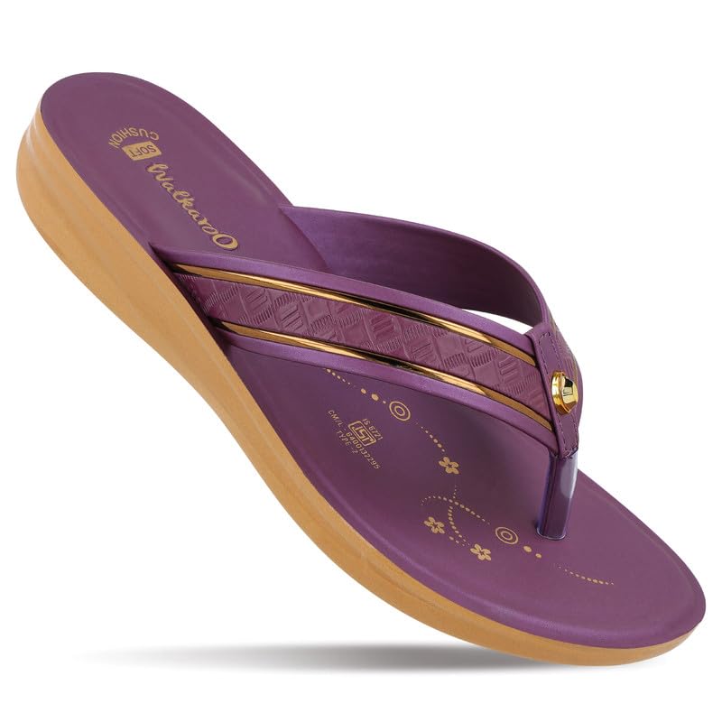 Image of WALKAROO Women's Comfortable Sandal,Textured V-Strap,Lightweight Wedge Sole|Walking,Outdoor, Travel, Shopping, Regular Use Sandals |WL7200