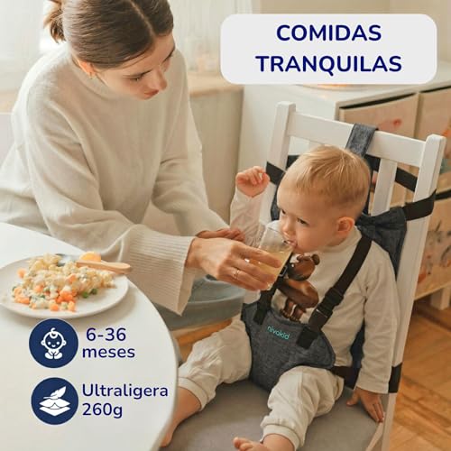 Miniatura 2 de Trona De Bebe Portatil Plegable Trona De Viaje Para Comer Fuera De Casa Asiento Elevador Seguro Y Cómodo Para Niños Compacta Y Ligera, Ideal Restaurantes Y Vacaciones