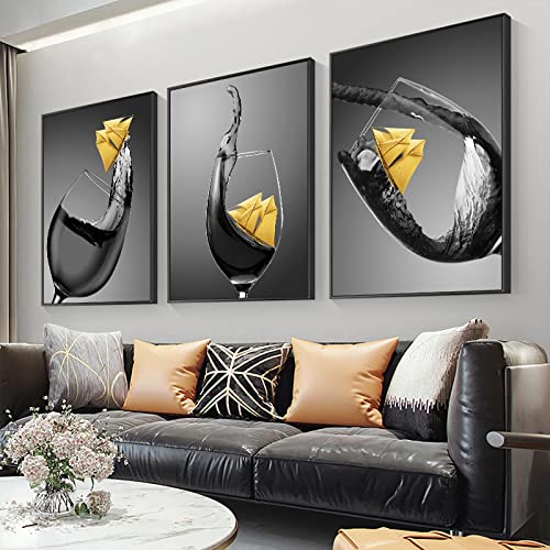 Toile nature morte de bateau doré 30x45cm peinture murale moderne