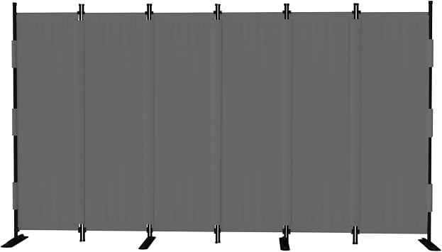 Room Divider, 6 Panel Upgraded 132 Folding Screen Highly Secretive(Grey) | Privacy Separation w/4 Metal Feet, Partition Screen Lightweight Freestanding Wall Divider Bedroom Livingroom