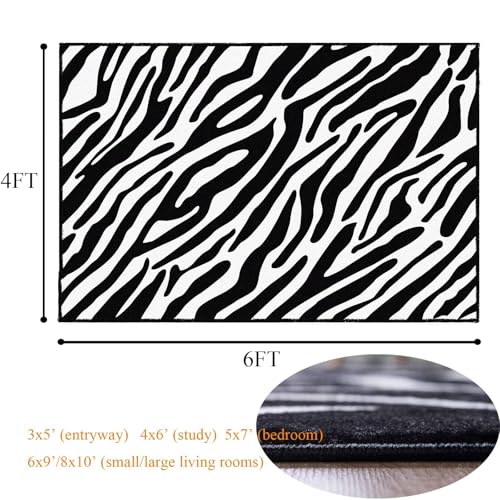 Tapete zebra 4x6 pies negro y blanco miniatura 2