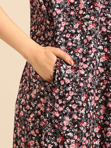 Image of Rupa Jon Aishwarya Women Short Printed Nighty in Premium Cotton Blend Fabric, Midi Length, Night Dress, Three-Fourth Length for Comfortable Everyday Wear