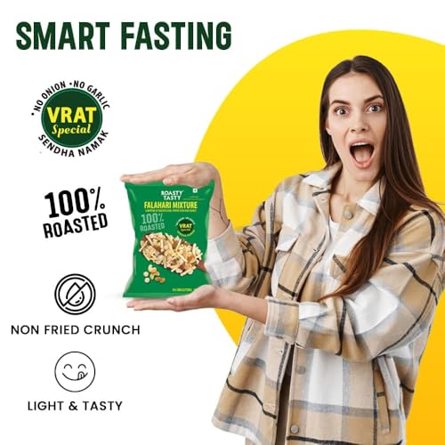 Image of Roasty Tasty Falahari Mix Roasted Namkeen Snack 200g | Oil-Free Farari Chiwda | No Onion, No Garlic Farali Namkeen | Healthy Vrat Upwas Fast Namkeen | No Cholesterol No Transfat Healthy Snack for Fasting