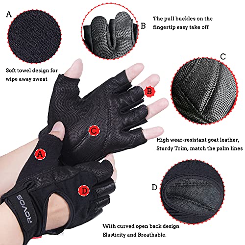 Rovos Workout Gloves Ventilated Leather Weight Lifting Gloves Training Gloves Men Wear Resistant Gym Gloves For Weightlifting, Exercise thumb #1