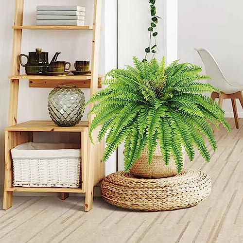 Artificial Ferns for Outdoors & Indoors, 45" Large Faux Ferns 57 Fronds Fake Boston Fern Plant for Planter Garden Porch Entrance Home Windowsill Yards Farmhouse Decoraction (1 Stem) - Thumbnail 5