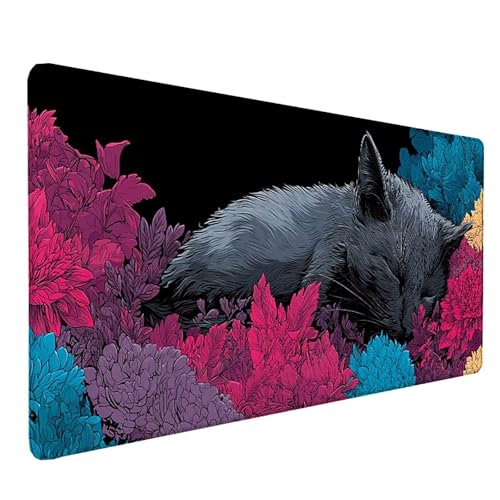 Tapis de souris XXL chat noir sous-main de bureau idéal pour setup gamer et PC