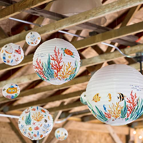 Image of 10pcs White Round Hanging Paper Lanterns, 4 Size | Chinese Paper Lanterns, Party Wedding Anniversary Decorations