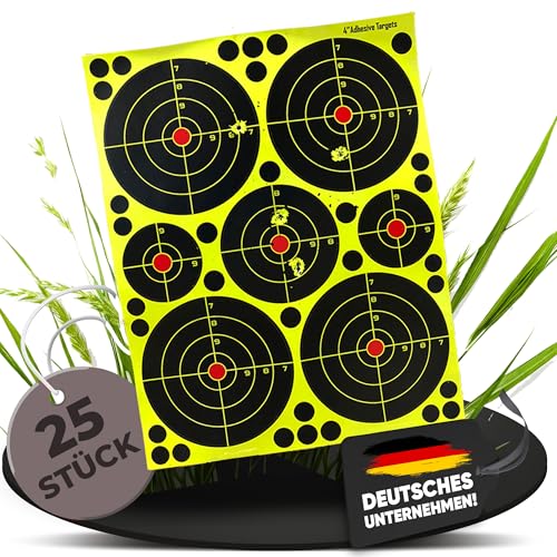 Fritz-Cell 4010 - Diana autoadhesiva para todos los rifles, pistolas, rifles de aire, airsoft, BB, diábolo, compatible con objetivos Splatterburst, 25 unidades