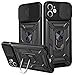 over Compatibile con iPhone 11 6.1 Pollici, Custodia Grado Militare Antiurto Rigida PC Back Cover Protezione con Scorrevole Camera Protection e Silicone TPU Bumper per Supporto Magnetico Auto, Nero