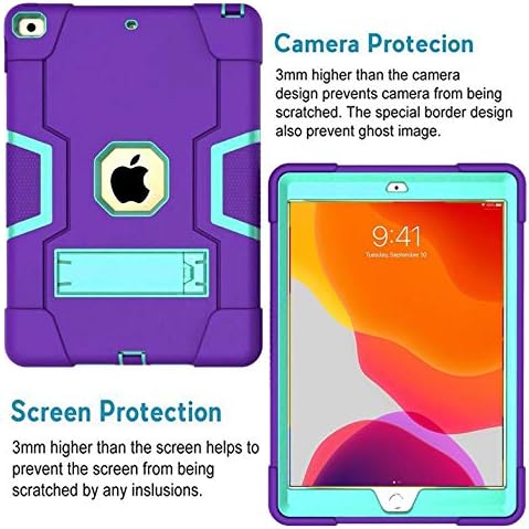 CASEHAVEN for iPad 8th Generation Case 2020 10.2 Inch/iPad 7th Generation Case for Kids, Rugged Kickstand Series - Shockproof Heavy Duty Hybrid Three Layer Armor Defender Case (Purple Teal)