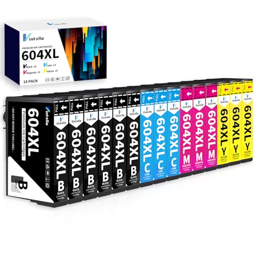 Vintella 604XL Druckerpatronen für Epson 604 Patronen Kompatibel mit Epson Expression Home XP-2200 XP-2205 XP-3200 XP-3205 XP-4200 XP-4205 Workforce WF-2910 WF-2930 WF-2935 WF-2950 (15er-Pack)