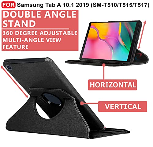 CEDO Samsung Tab A (10.1 inch) Flip Cover | Leather Finish | 360 Degree Rotate Back Cover | Shockproof Back Cover Case for Samsung Galaxy Tab A (10.1 inch) (2019) SM-T510 /SM T515 (Black) - Image 4