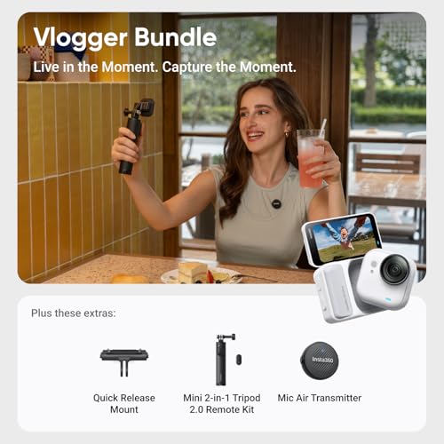 Image of Insta360 GO Ultra Vlogger Bundle - Small 4K Vlogging Camera, Hands-Free, POV Cam, 1 /1.28 inch Sensor, 53g Lightweight, 156 FOV, 200 Min Battery Life, Magnetic Wearable Action Camera for Sports, Vlog