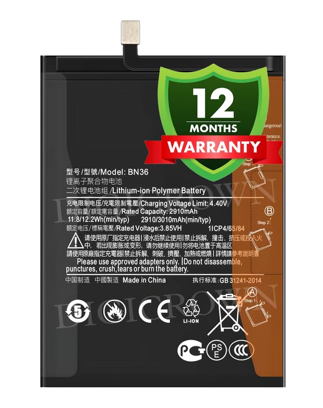 Image of Original BN36 Battery Compatible for Xiaomi Mi 6X - (3010mAh) - 1 Year Warranty