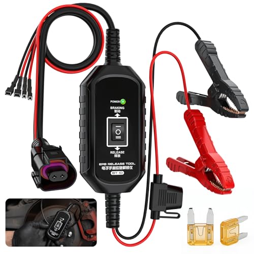 BT10 Electronic Parking Brake Tool, 10V~14V DC Brake Release & Reset Tool with 2 Connect Ways & 3 Fuse Smart Dual-Channel Control & Over-Current Protection for Emergency Road Rescue of Cars and SUVs