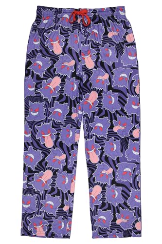 Mad Engine Pokemon Pajama Pants Adult AOP Gengar Swirl Ghost-Type Loungewear Sleep Adjustable Waistband PJ Men Women3