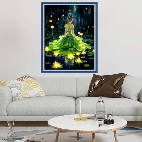 Image of Dimxvean Cross Stitch Kits for Adults - Frog Princess 16x20 inch