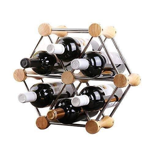 Soporte para botellas de vino de madera natural miniatura 1