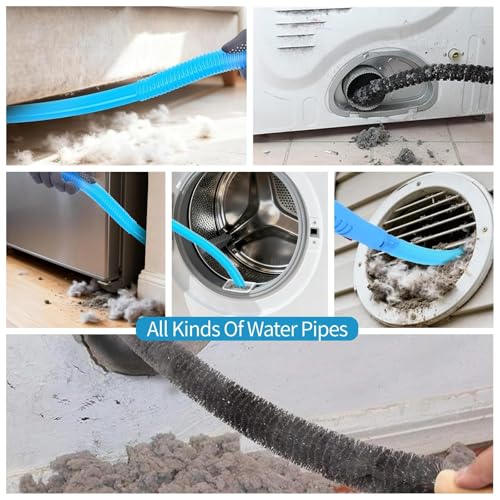 Image of Lispin Universal Dryer Vent Cleaner Kit Compatible with All Vacuum Cleaner Include Vacuum Hose Attachment Accessories Brush Lint Brush,Dryer Vent Vacuum Hose (Dark Blue)