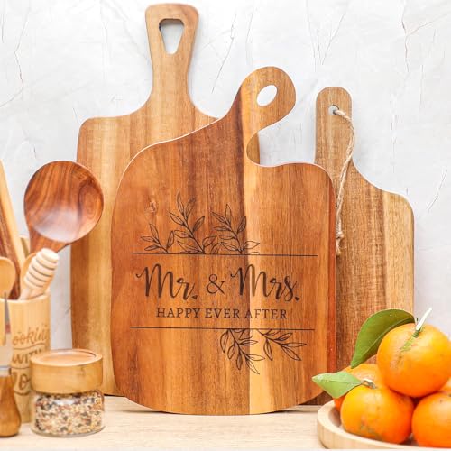 Wedding Gifts for Couples 2025,Bride Shower Gifts,Anniversary Engagement Gift,Mr and Mrs Cutting Board Basket Set - Image 3