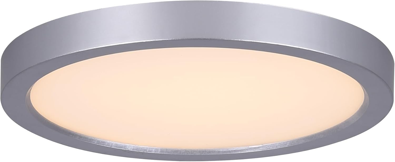 Canarm LED 7-Inch Round Ceiling Light Silver Finish, Dimmable with Adjustable 3CCT, Sleek Low Profile Fixture for Hallways, Closets, or Bathrooms
