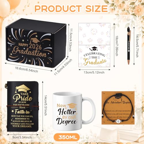 Exceptional Graduation Gift Set: 11oz Mug, Compass Bracelet, Inspirational Notebook & Pen, and Congratulations Card for Graduates - Image 2