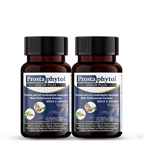 Prostaphytol Vigor Plus – Complemento Alimenticio Natural para Hombres Con Maca y Ginseng | Fabricado en España | Rendimiento Masculino | Mejora Vitalidad, Bienestar y Energía | Pack 2 Uds.