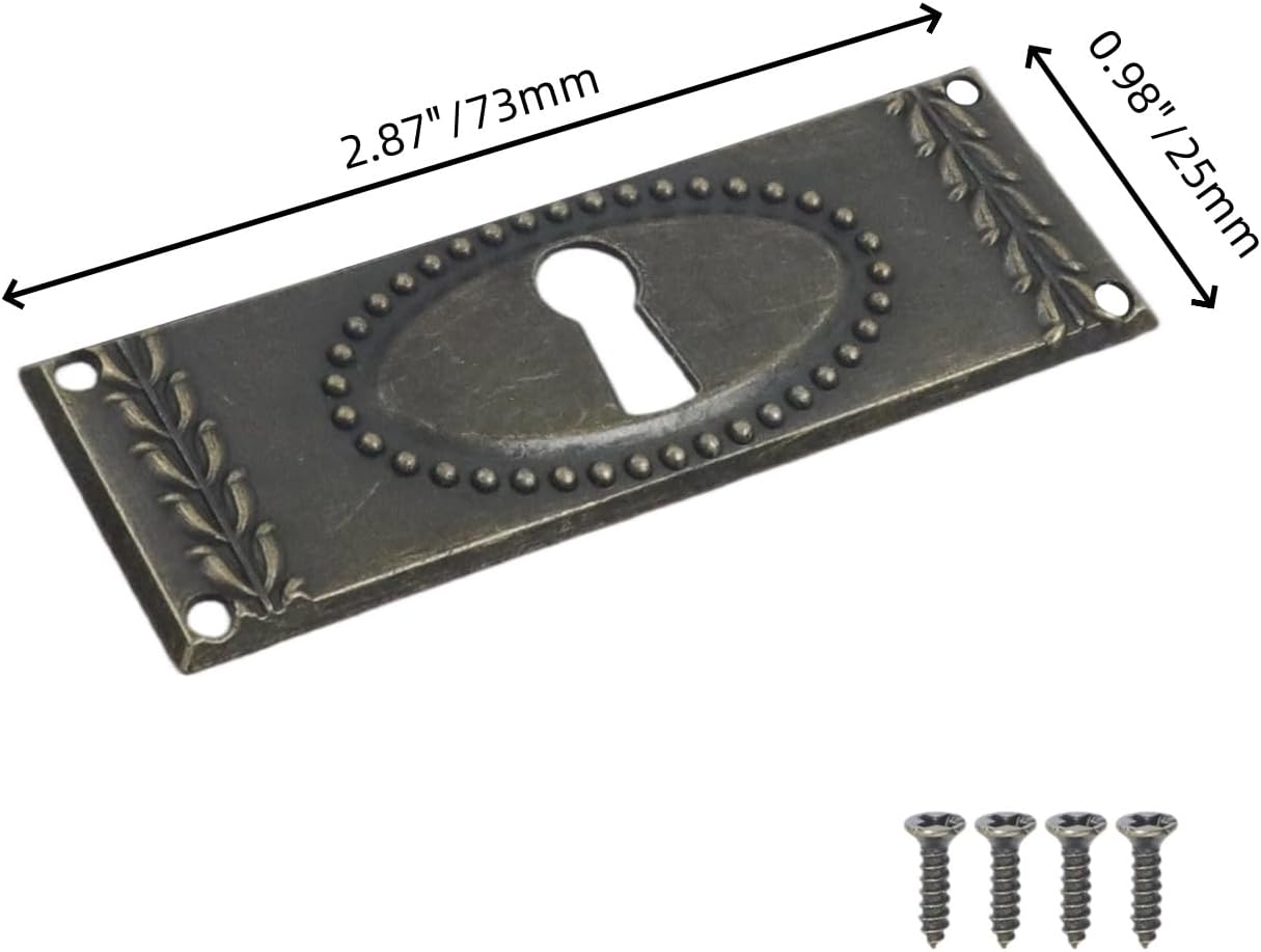 Bitray 12Pcs Vintage Keyhole Covers Rectangular Iron Decorative Escutcheon image 2
