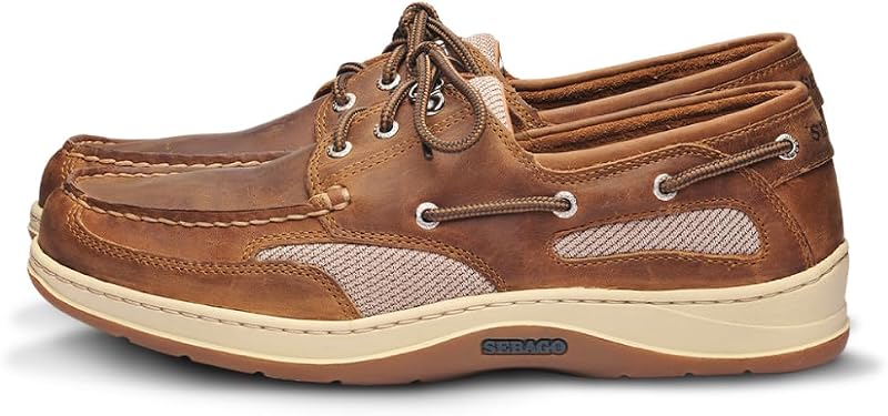 Sebago Clovehitch II FGL Waxed Lace Up Moccasins - 100% Leather, Low-Cut Design with Water-Resistant Finish & Breathable Mesh Lining