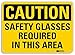 "Caution - Safety Glasses Required In This Area" Label By SmartSign | 5" x 7" 3M Reflective Laminated Vinyl