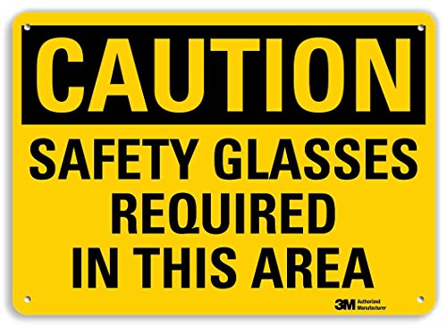 SmartSign “Caution - Safety Glasses Required in This Area” Sign | 10' x 14' 3M Reflective Aluminum