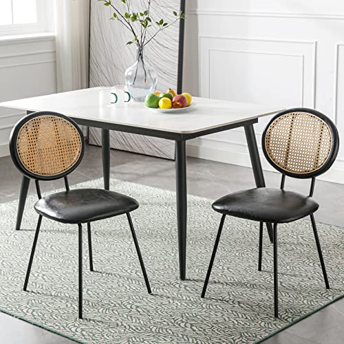 Okeysen Rattan Dining Chair,Indoor Kitchen Dining Chairs Set Of 2,Mid-Century Modern Dining Chairs With Metal Leg&Rattan Backrest,Armless Mesh Back Cane Chairs For Dining Room #TOP16