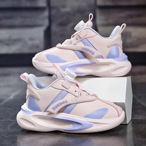 Kid's Rotating Buckle Running Shoes, Breathable and Lightweight Walking Shoes, Anti Slip and Wear-Resistant Sports Shoes, Synthetic Leather Upper Running Shoes, Short Distance Running Shoes.2