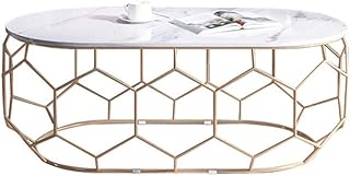 YANJ Ovale di Marmo Bianco Tavolino , Oro Ferro battuto Metallo Cottura Vaschetta per Pittura , Divano Tavolo per Soggiorno , Piccolo Appartamento , 100 Volte; 55 Volte; 45 cm